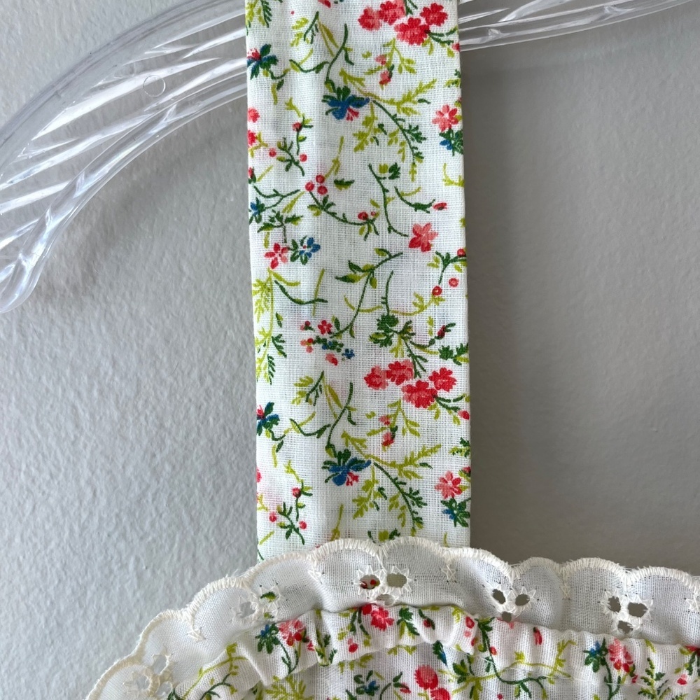 Retro Vtg Sz 8 Floral Tank‎ Pullover Dress Ruffle Neckline Tiered Skirt - Picture 3 of 8